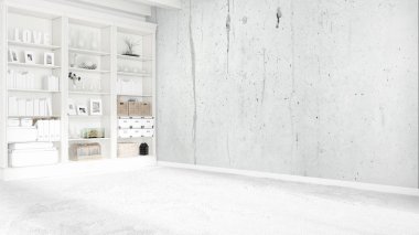 Modern parlak iç. 3D render