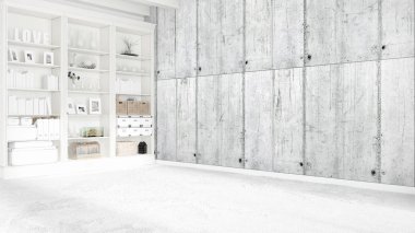 Modern parlak iç. 3D render