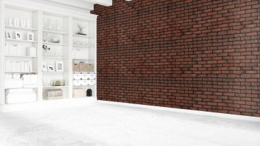 Modern parlak iç. 3D render