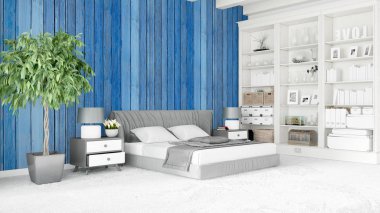 Modern parlak iç. 3D render