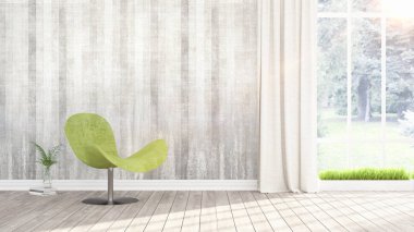 Modern parlak iç. 3D render