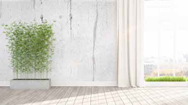 Modern parlak iç. 3D render