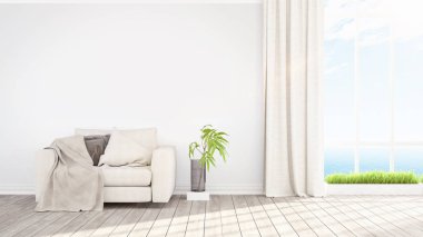 Modern parlak iç. 3D render