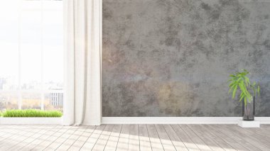 Modern parlak iç. 3D render