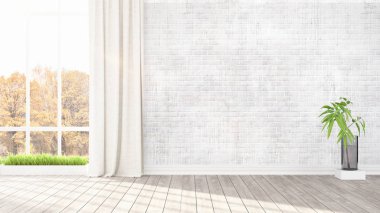 Modern parlak iç. 3D render