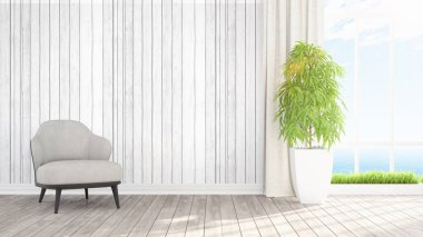 Modern parlak iç. 3D render