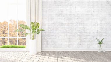 Modern parlak iç. 3D render