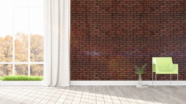 Modern parlak iç. 3D render