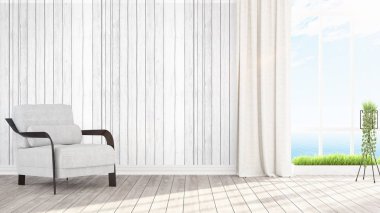 Modern parlak iç. 3D render
