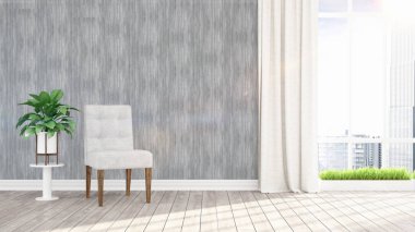 Modern parlak iç. 3D render