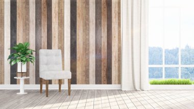 Modern parlak iç. 3D render