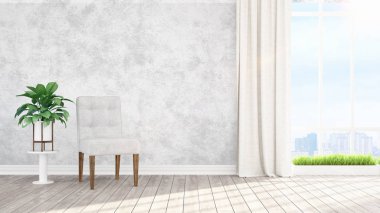 Modern parlak iç. 3D render