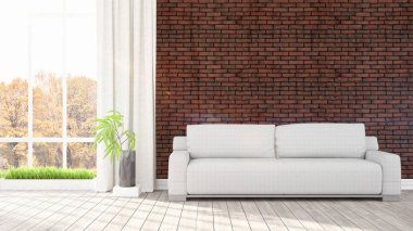 Modern parlak iç. 3D render