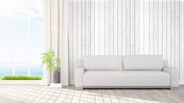 Modern parlak iç. 3D render