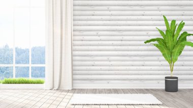 Modern parlak iç. 3D render