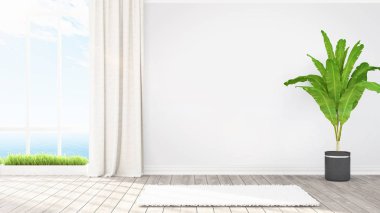 Modern parlak iç. 3D render