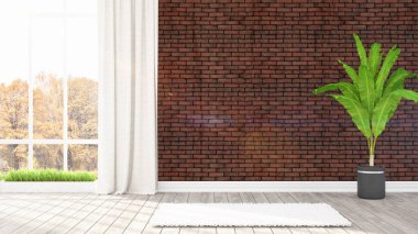 Modern parlak iç. 3D render