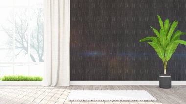 Modern parlak iç. 3D render