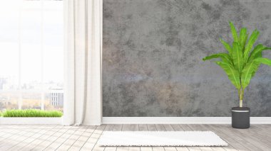 Modern parlak iç. 3D render