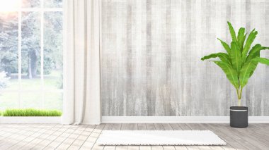 Modern parlak iç. 3D render