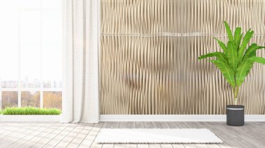 Modern parlak iç. 3D render