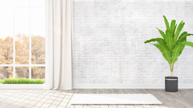 Modern parlak iç. 3D render