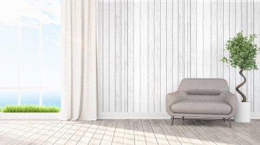 Modern parlak iç. 3D render
