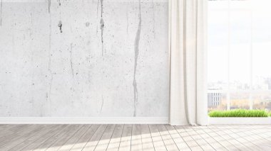 Modern parlak iç. 3D render