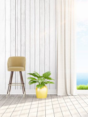 Modern parlak iç. 3D render