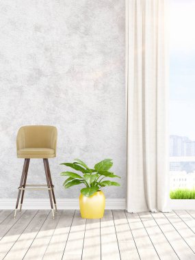 Modern parlak iç. 3D render