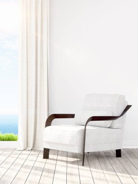 Modern parlak iç. 3D render