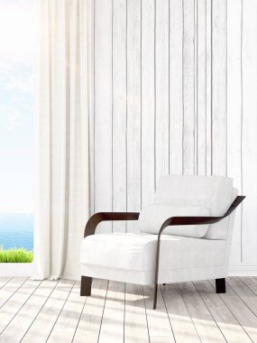 Modern parlak iç. 3D render