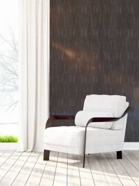 Modern parlak iç. 3D render