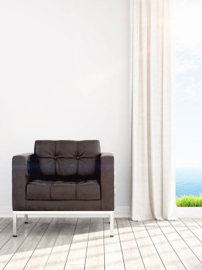 Modern parlak iç. 3D render