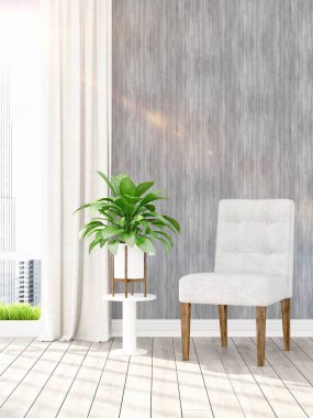 Modern parlak iç. 3D render