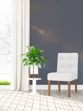 Modern parlak iç. 3D render