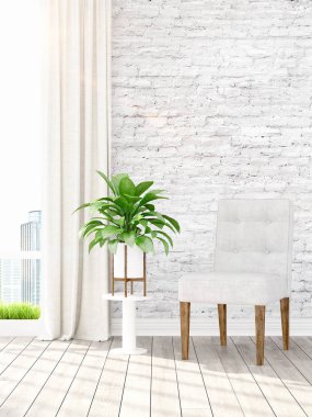 Modern parlak iç. 3D render