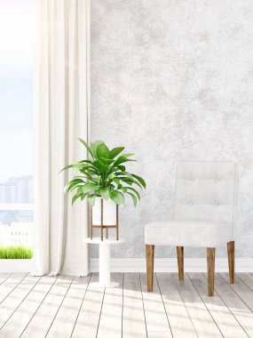 Modern parlak iç. 3D render