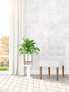 Modern parlak iç. 3D render