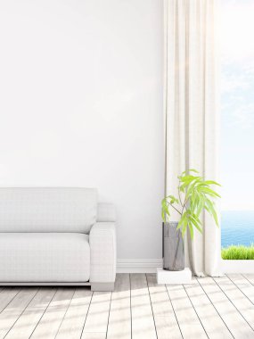 Modern parlak iç. 3D render
