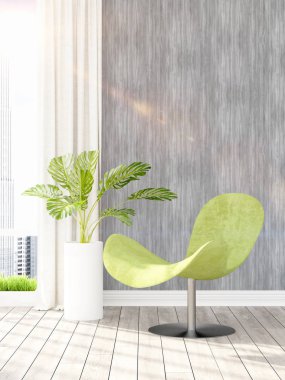 Modern parlak iç. 3D render