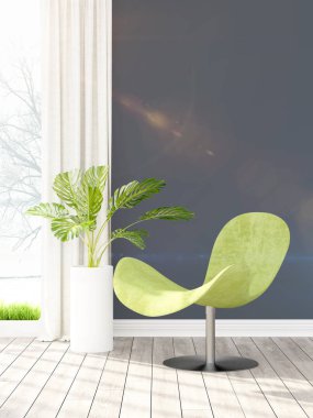 Modern parlak iç. 3D render