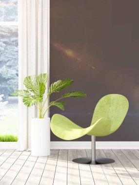 Modern parlak iç. 3D render