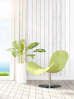 Modern parlak iç. 3D render