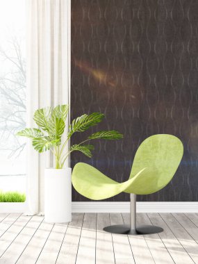 Modern parlak iç. 3D render