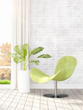 Modern parlak iç. 3D render