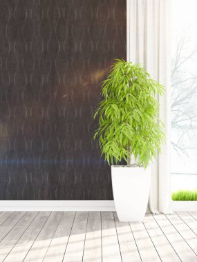 Modern parlak iç. 3D render