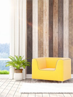 Modern parlak iç. 3D render