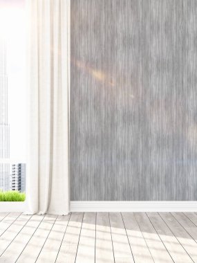 Modern parlak iç. 3D render