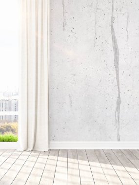 Modern parlak iç. 3D render